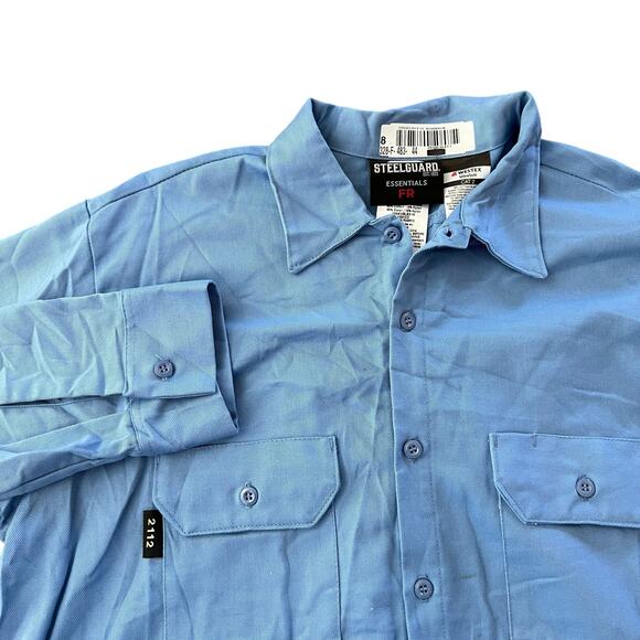 STEELGUARD FR Long Sleeve Button Down Workwear Shirts Blue Sz 1XLR Set of 2 NEW - Picture 5 of 9